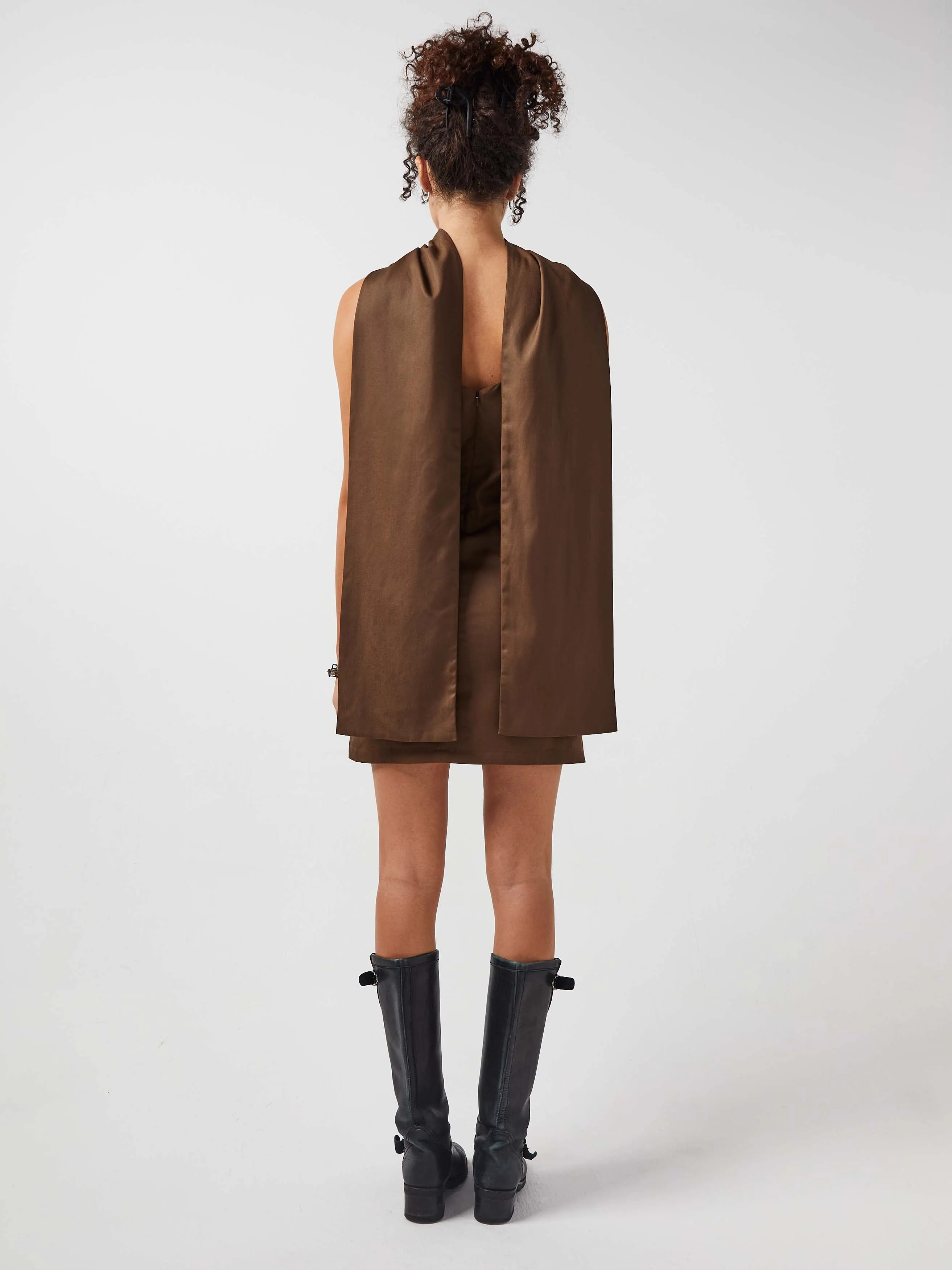 Jardin Scarf Mini Dress in Coffee sold by Blue Nude product image thumbnail 4