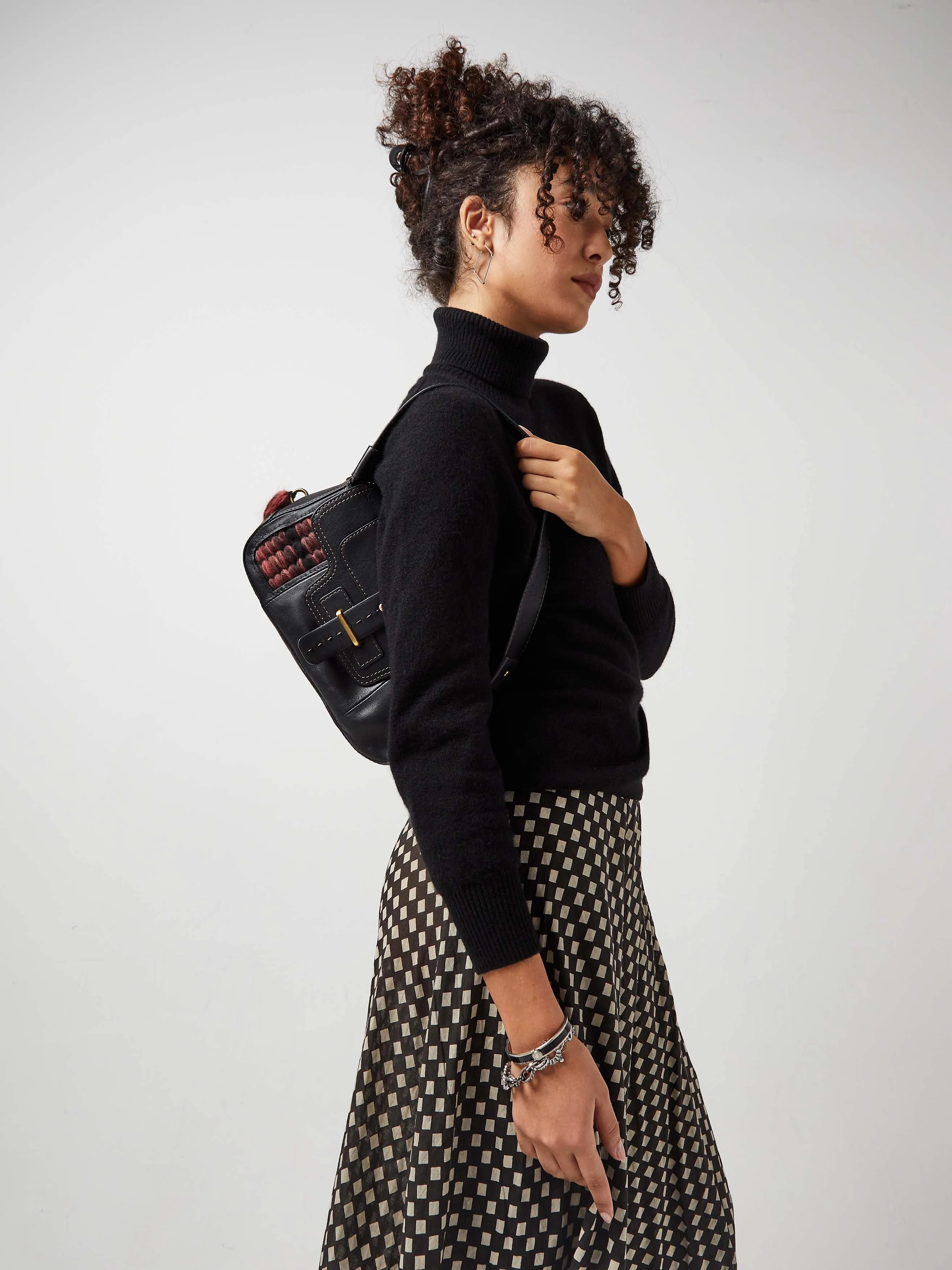 Zagora Merino Wool & Leather Upcycled Flap Bag sold by Blue Nude product image thumbnail 2