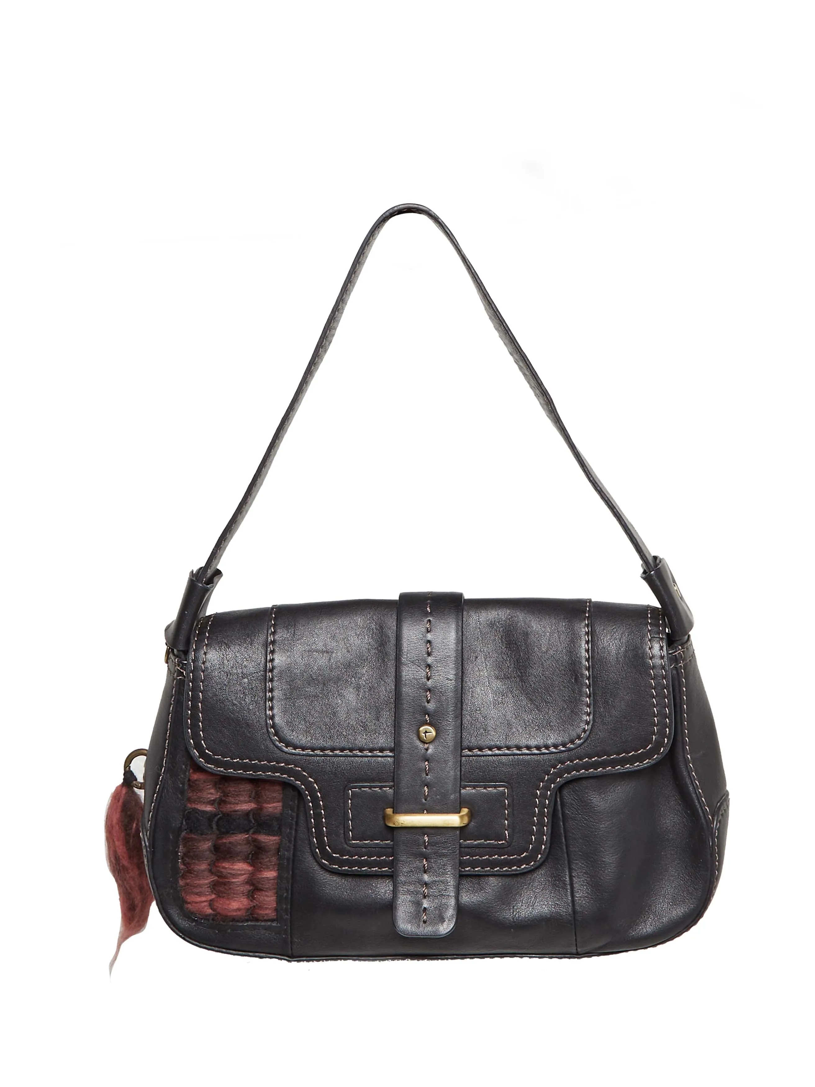 Zagora Merino Wool & Leather Upcycled Flap Bag sold by Blue Nude