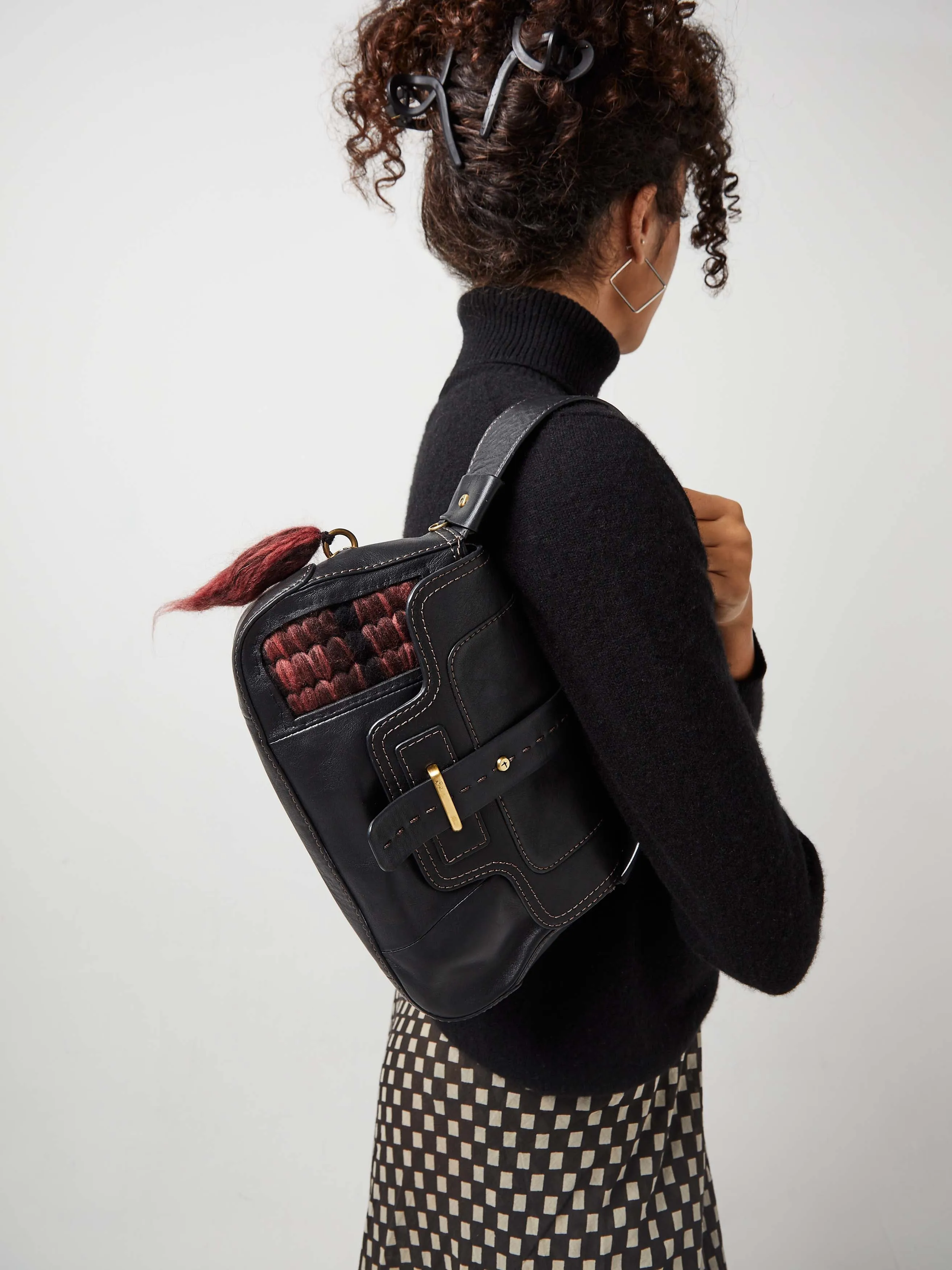 Zagora Merino Wool & Leather Upcycled Flap Bag sold by Blue Nude product image thumbnail 3