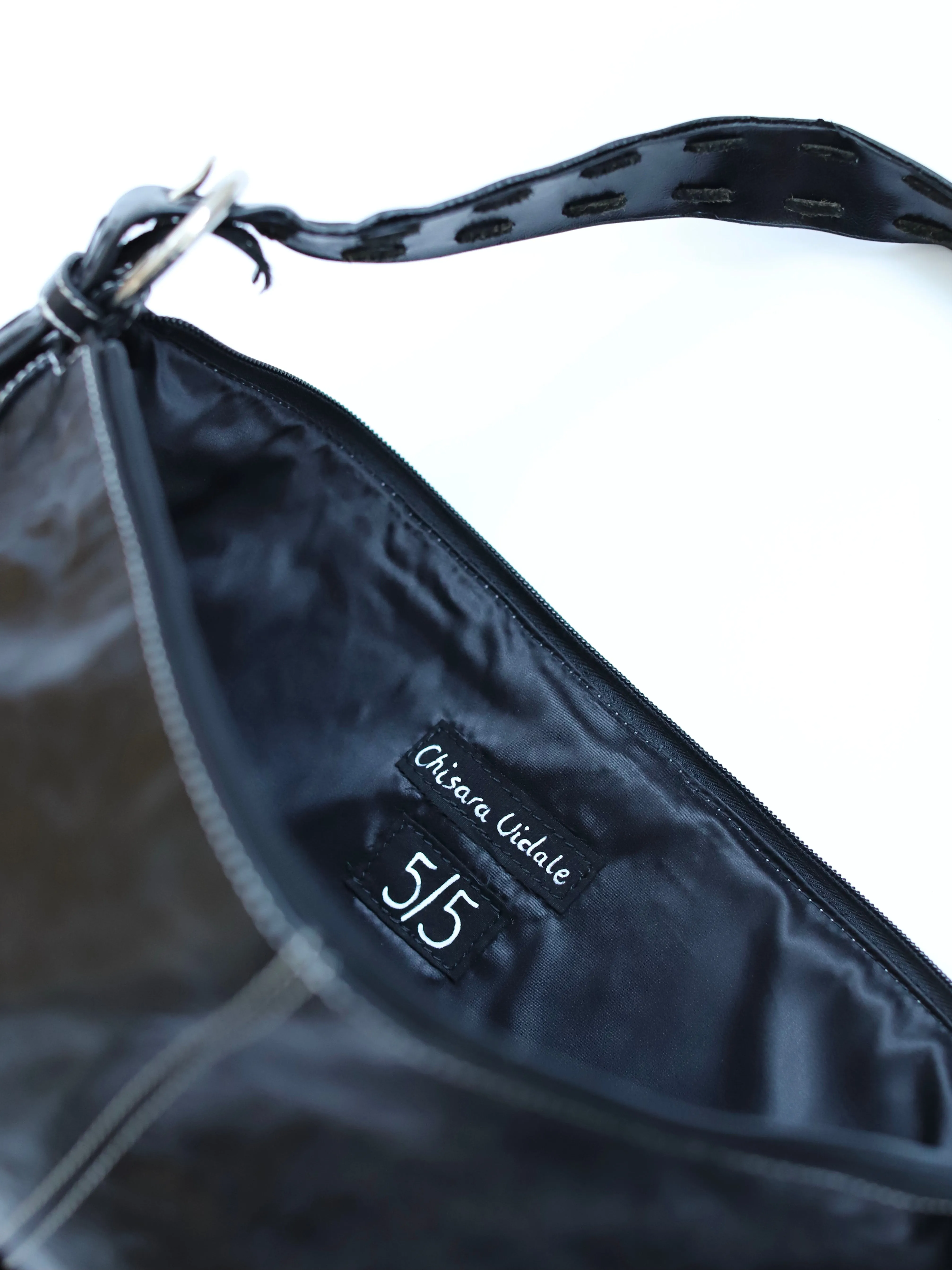 Tamot Merino Wool & Patent Leather Upcycled Shoulder Bag sold by Blue Nude product image thumbnail 4