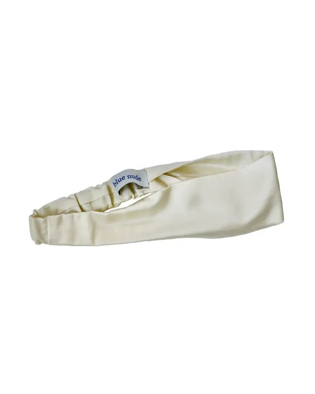 Solange Wide Headband in Ivory Silk sold by Blue Nude