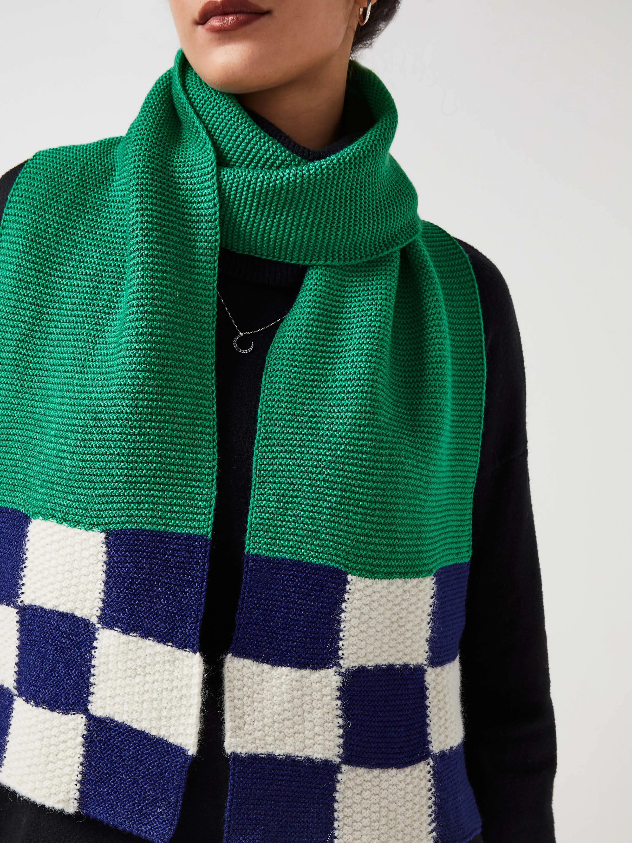 Mosaic Merino Wool & Alpaca Scarf in Black Chequer sold by Blue Nude product image thumbnail 2