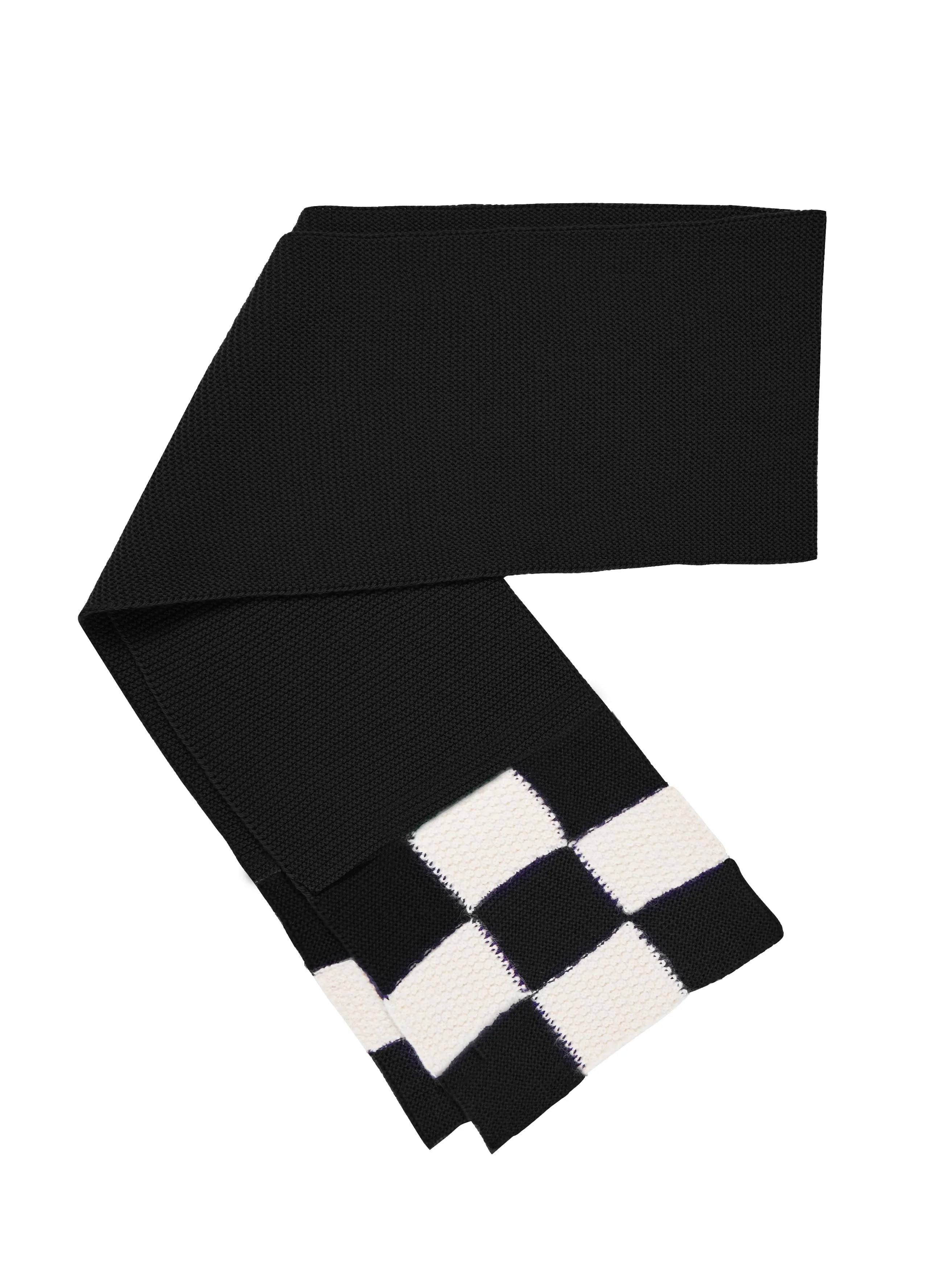 Mosaic Merino Wool & Alpaca Scarf in Black Chequer sold by Blue Nude