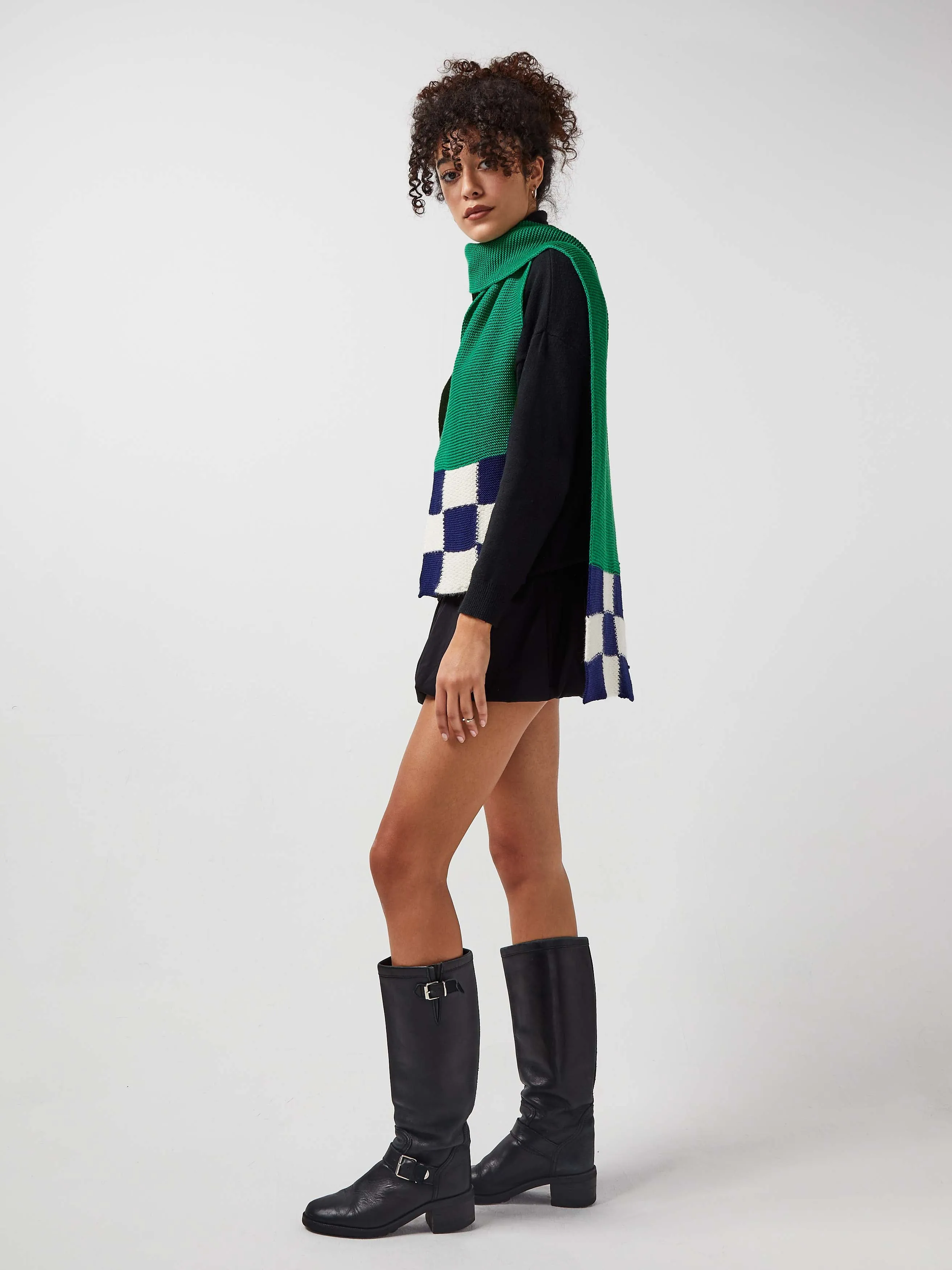 Mosaic Merino Wool & Alpaca Scarf in Black Chequer sold by Blue Nude product image thumbnail 4