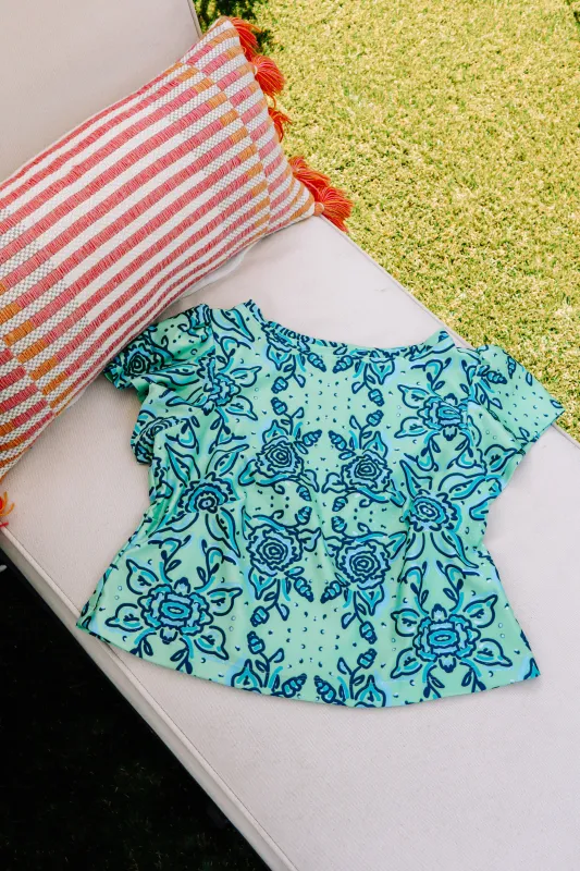 Holly Crop Top - Blue Floral made by Brakefields