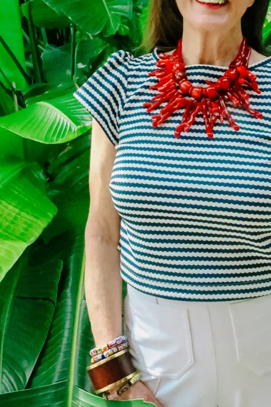 Holly Crop Top - Navy Stripe made by Brakefields