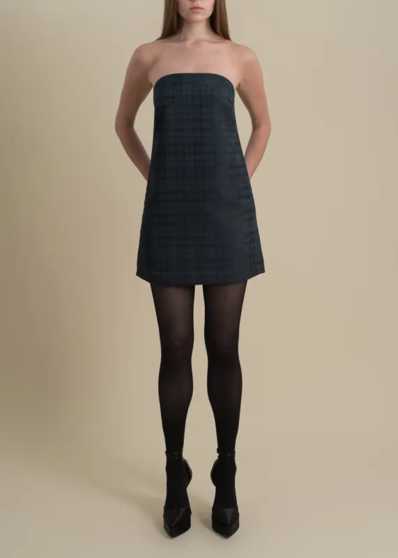 Sophia Mini Dress in Emerald Plaid sold by Contessa Mills