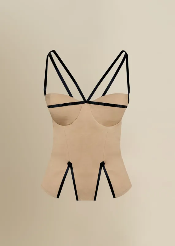 Madeleine Top in Tan sold by Contessa Mills