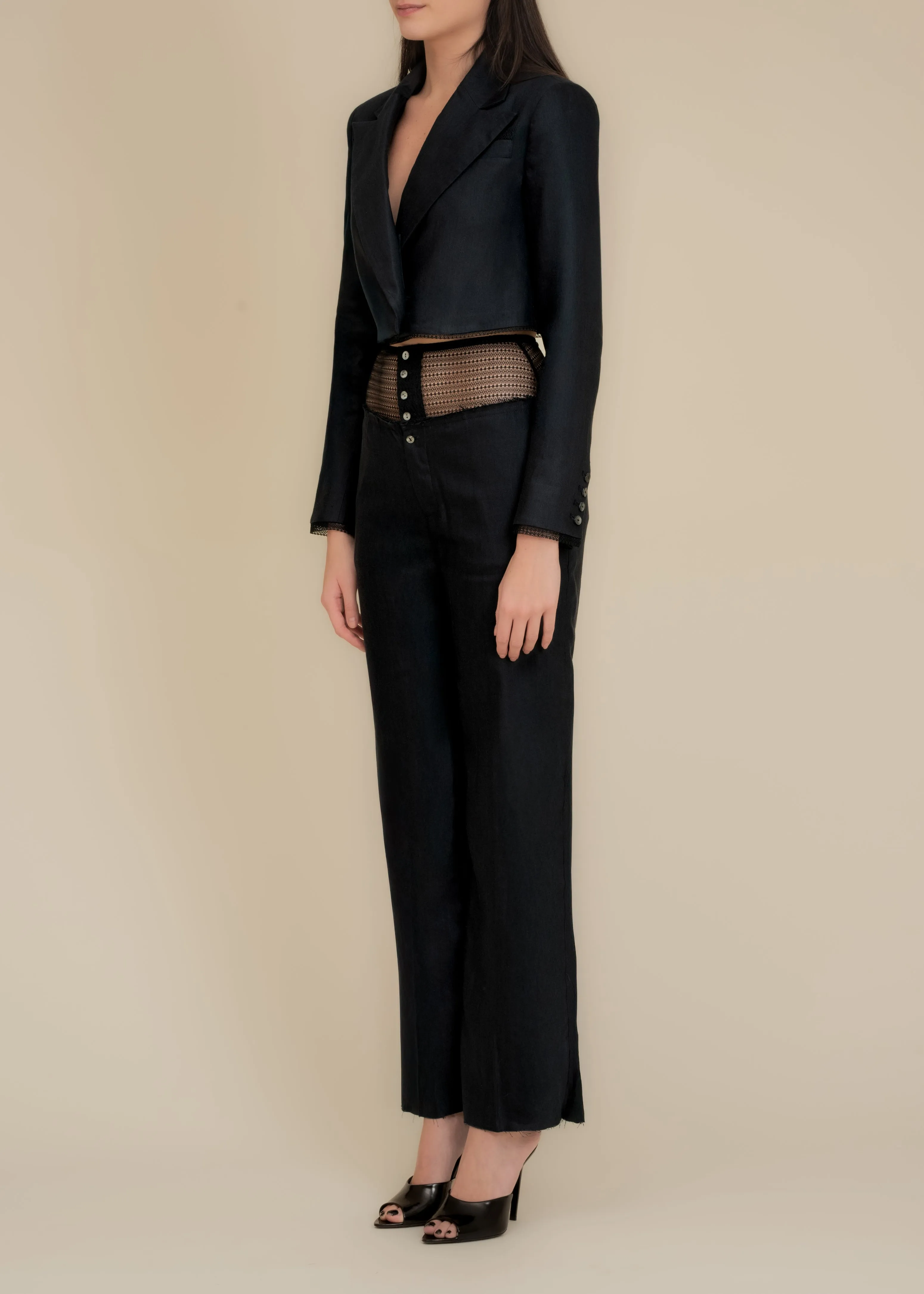 Morgaine Linen Blazer in Black sold by Contessa Mills product image thumbnail 3