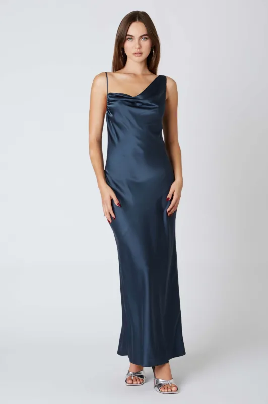Cowlback Satin Maxi Dress sold by Cotton Candy LA