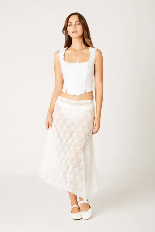 Lace Asymmetrical Midi Skirt sold by Cotton Candy LA