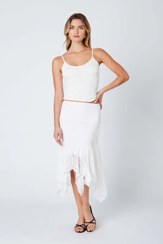 Lace Ruffle Midi Skirt sold by Cotton Candy LA