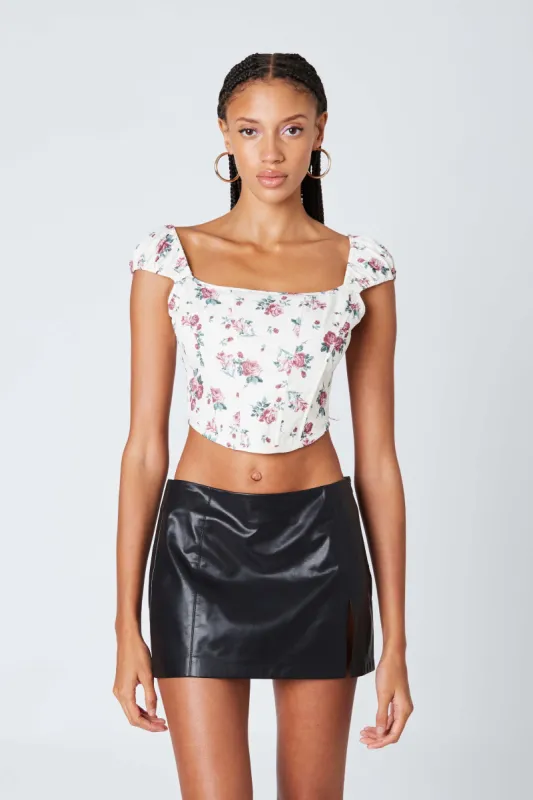 Puff Sleeve Floral Corset sold by Cotton Candy LA