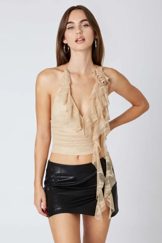 Lace Ruffle Halter Top sold by Cotton Candy LA