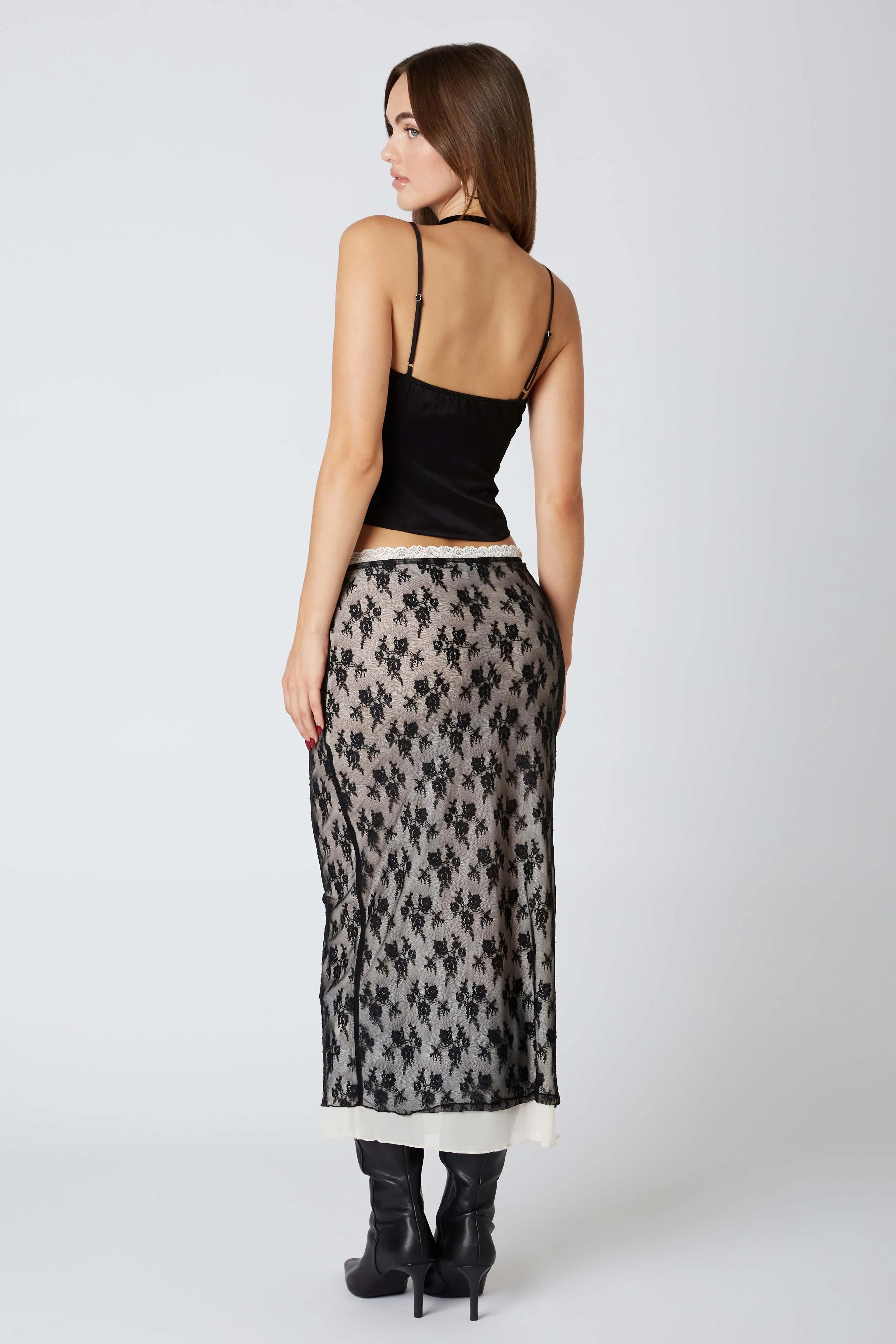Lace Overlay Midi Skirt sold by Cotton Candy LA product image thumbnail 4
