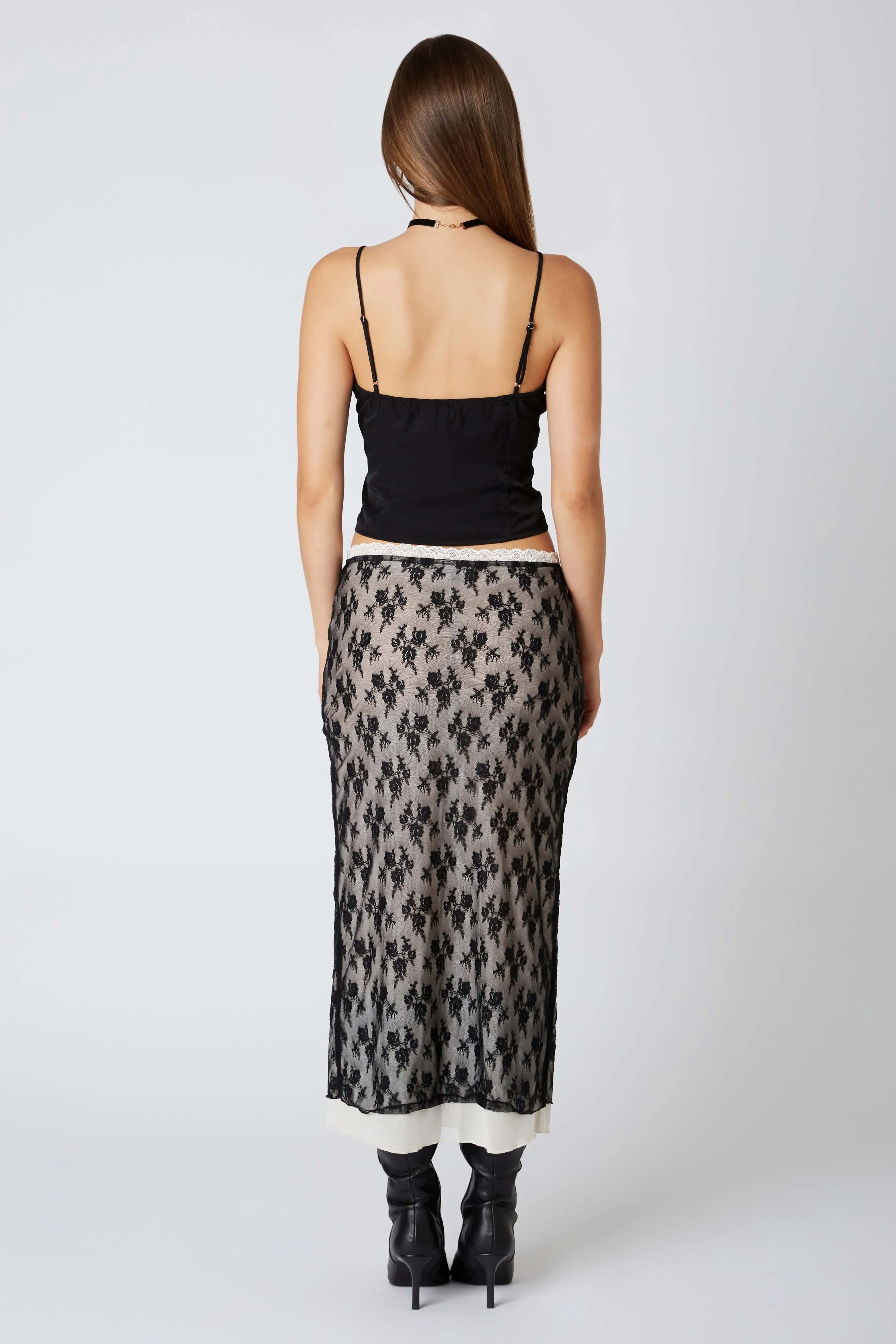 Lace Overlay Midi Skirt sold by Cotton Candy LA product image thumbnail 5
