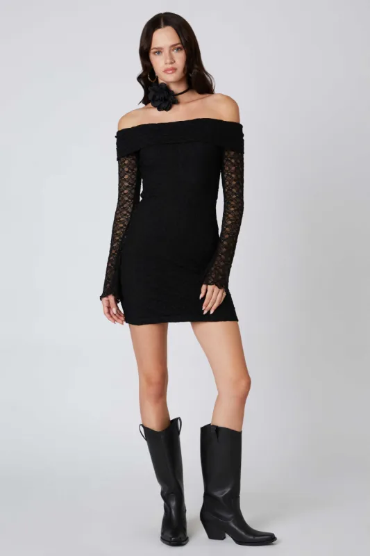 Off the Shoulder Lace Mini Dress sold by Cotton Candy LA