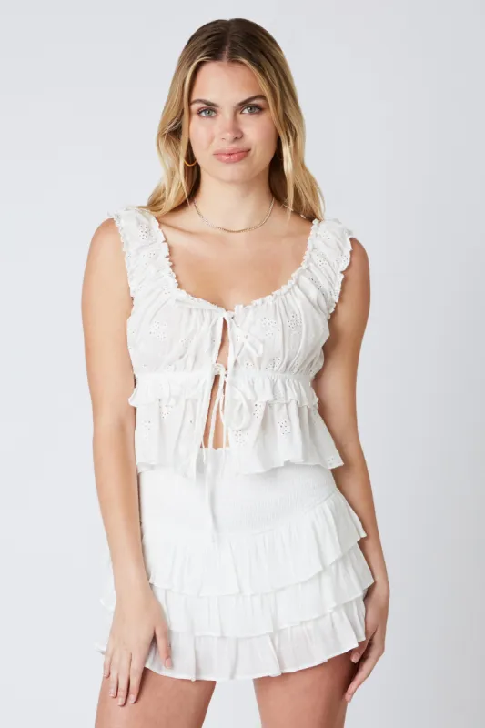Eyelet Ruffled Peplum Top sold by Cotton Candy LA