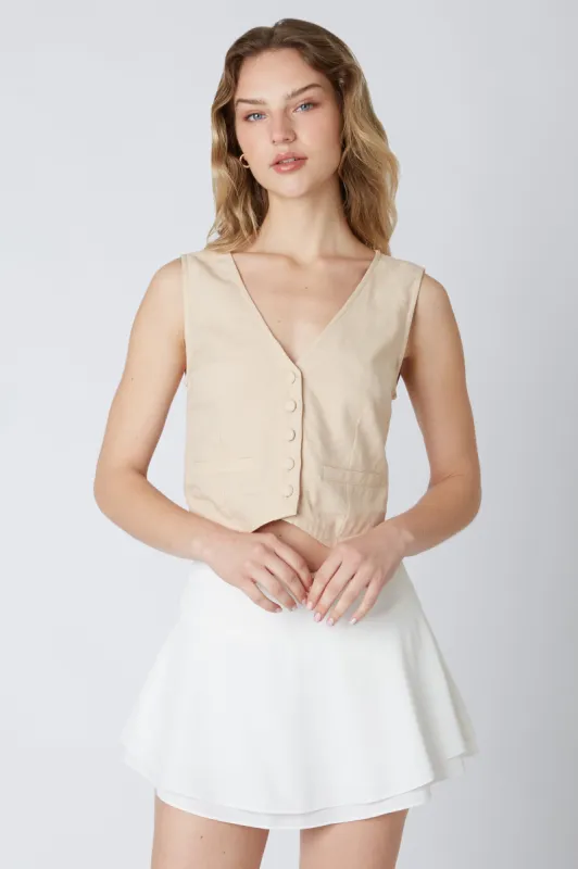 Linen Cropped Vest sold by Cotton Candy LA