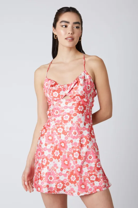 Floral Halter Bias Mini Dress sold by Cotton Candy LA