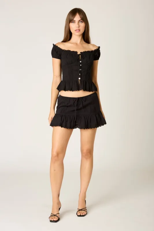 Lace Trim Mini Skirt sold by Cotton Candy LA