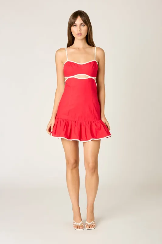 Contrast Trim Cutout Mini Dress sold by Cotton Candy LA