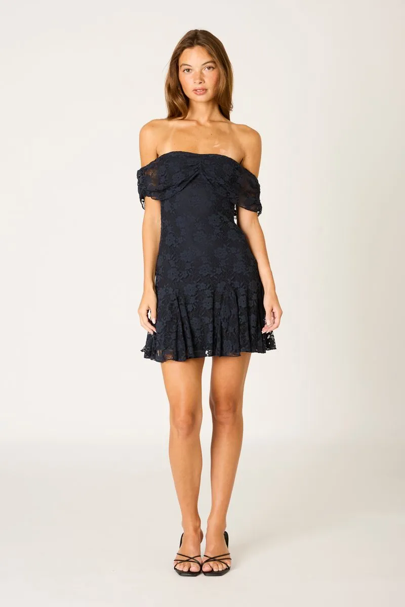 Off The Shoulder Lace Mini Dress sold by Cotton Candy LA