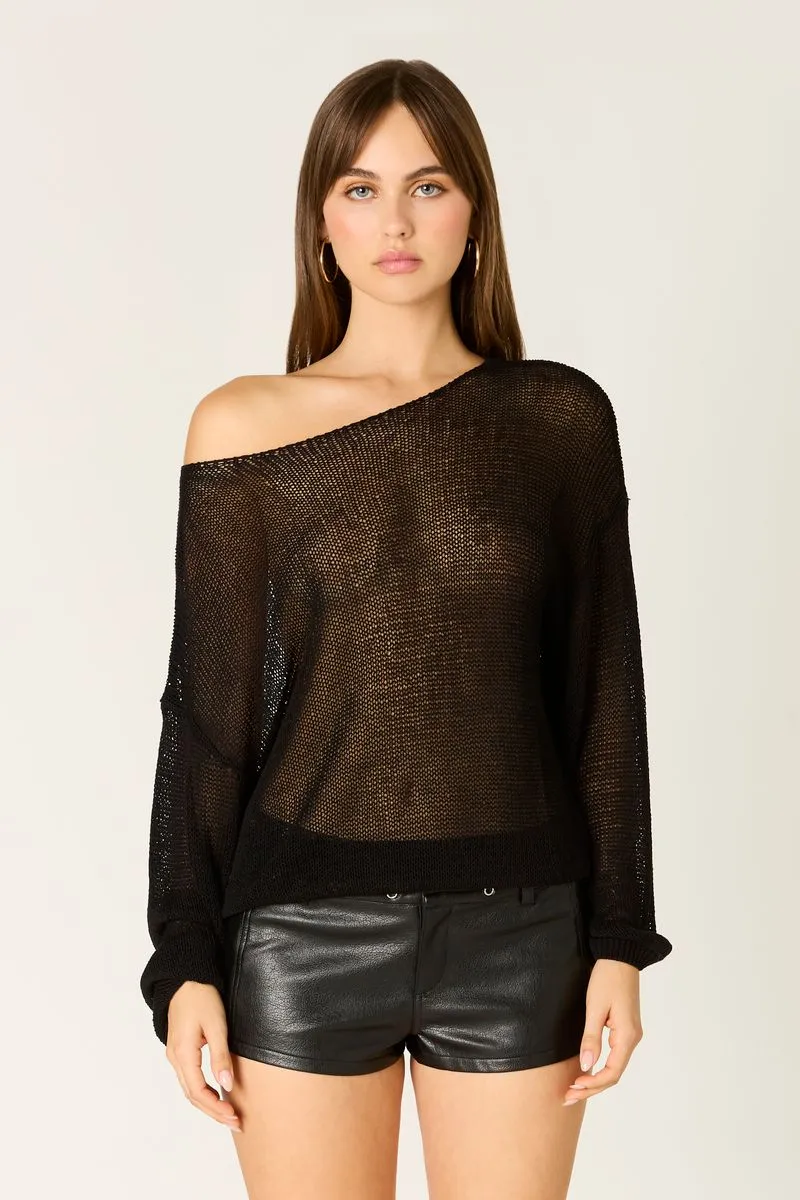 Sheer Off-the-Shoulder Knit Sweater sold by Cotton Candy LA product image thumbnail 2