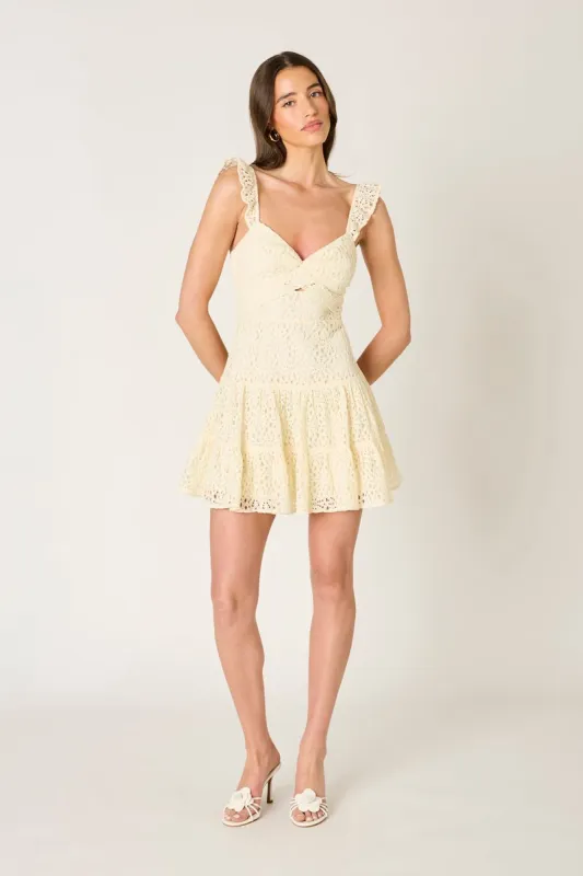 Ruffle Strap Eyelet Mini Dress sold by Cotton Candy LA