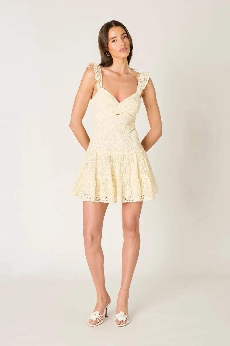 Ruffle Strap Eyelet Mini Dress sold by Cotton Candy LA