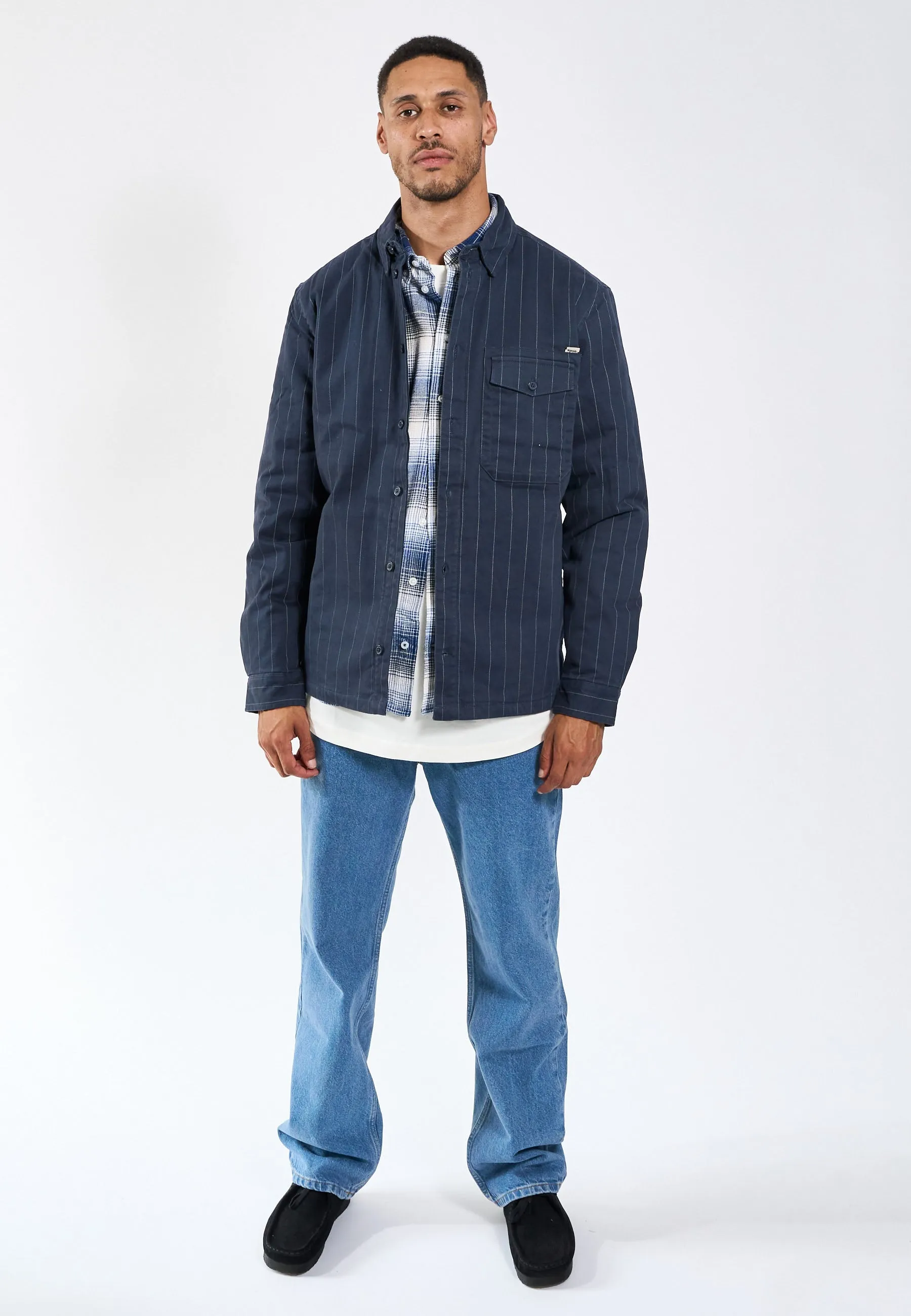 Humphrey Pinstripe quilt overshirt - Charcoal sold by Legends product image thumbnail 2