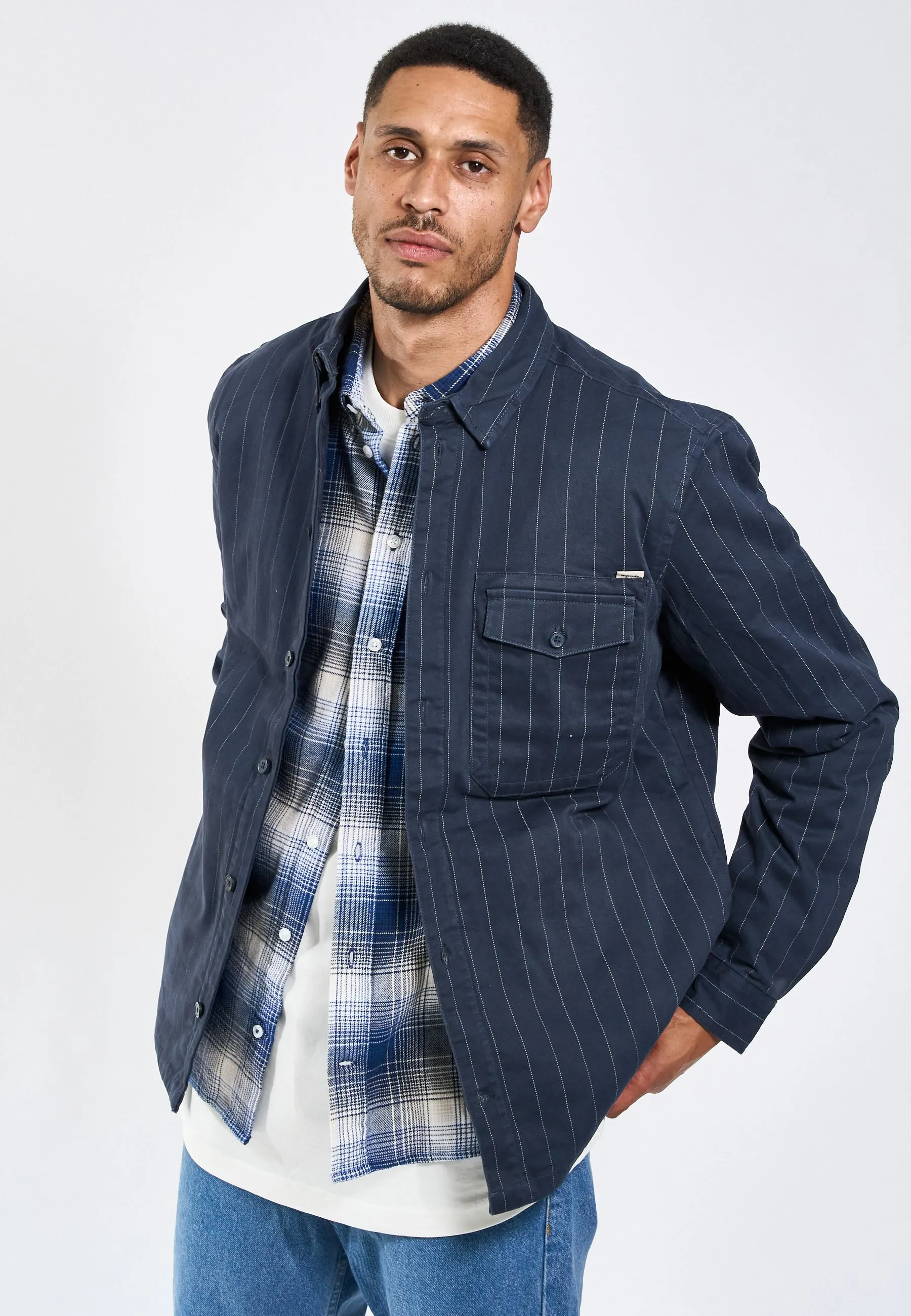 Humphrey Pinstripe quilt overshirt - Charcoal sold by Legends product image thumbnail 5