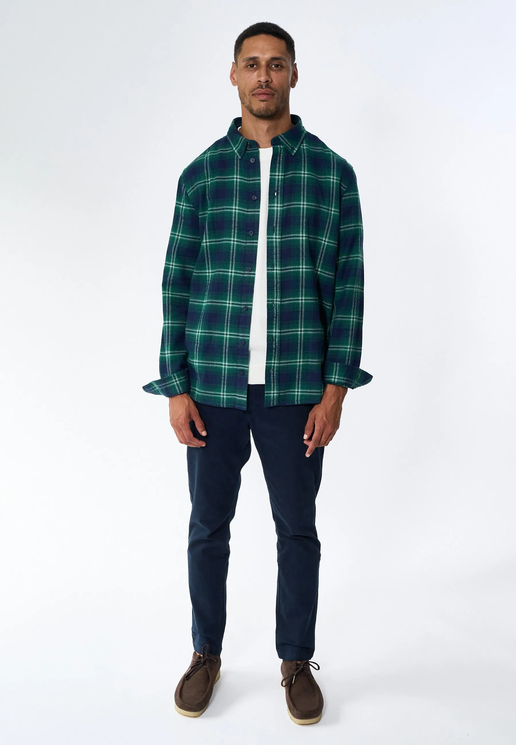 Humphrey Flannel check shirt - Varsity Green sold by Legends