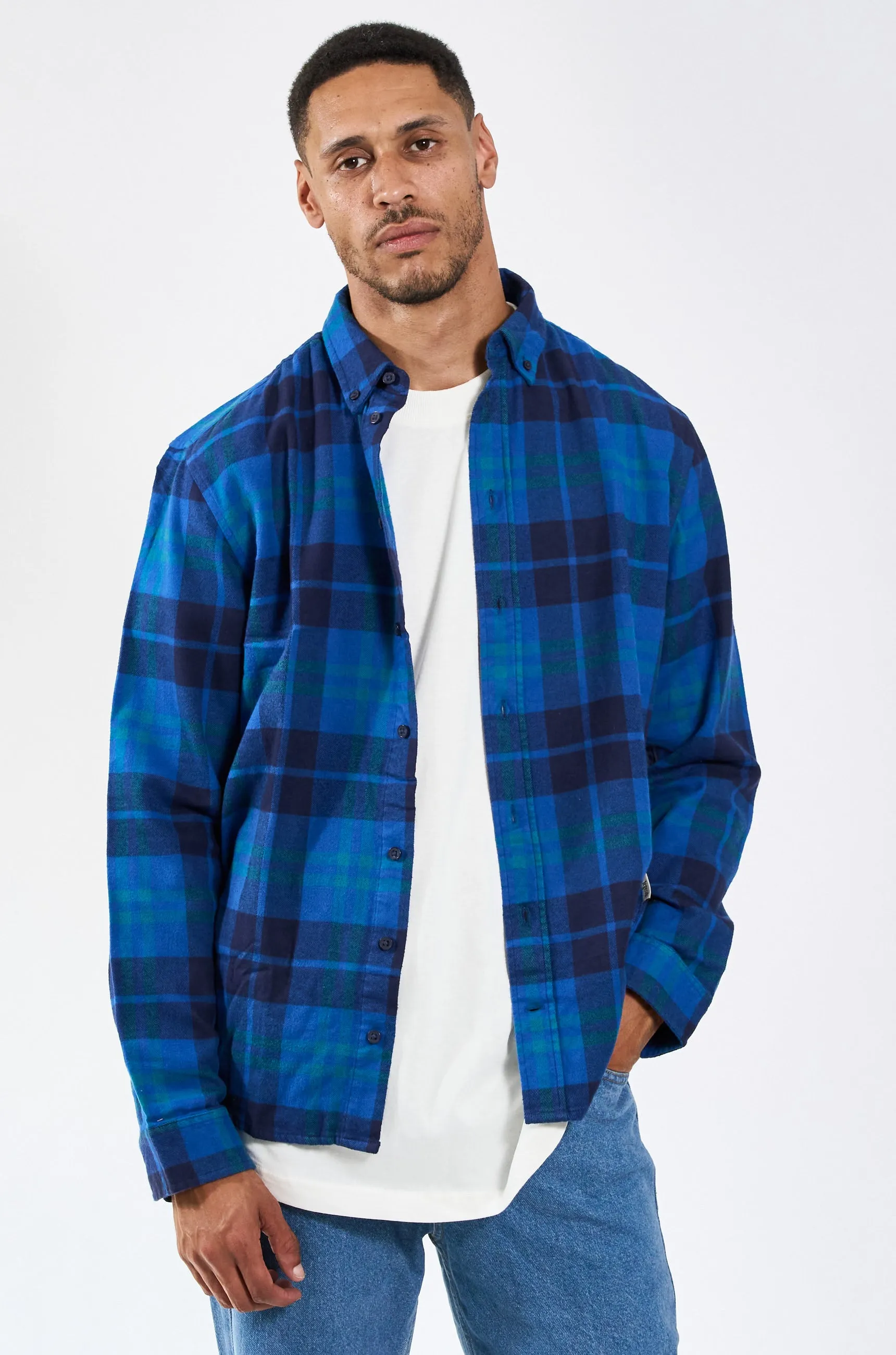 Humphrey Flannel check shirt - Cobalt Blue sold by Legends product image thumbnail 5