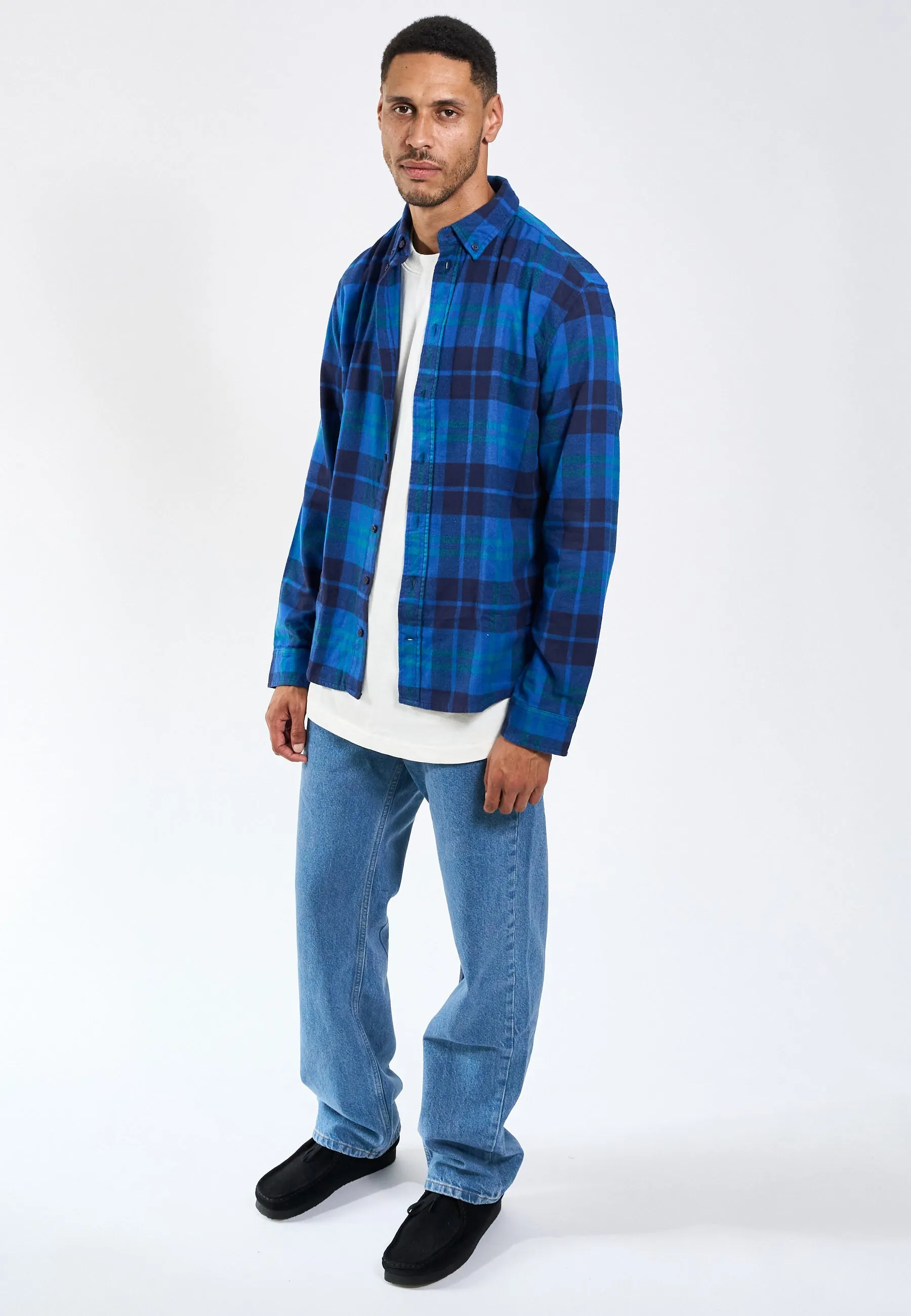 Humphrey Flannel check shirt - Cobalt Blue sold by Legends product image thumbnail 3