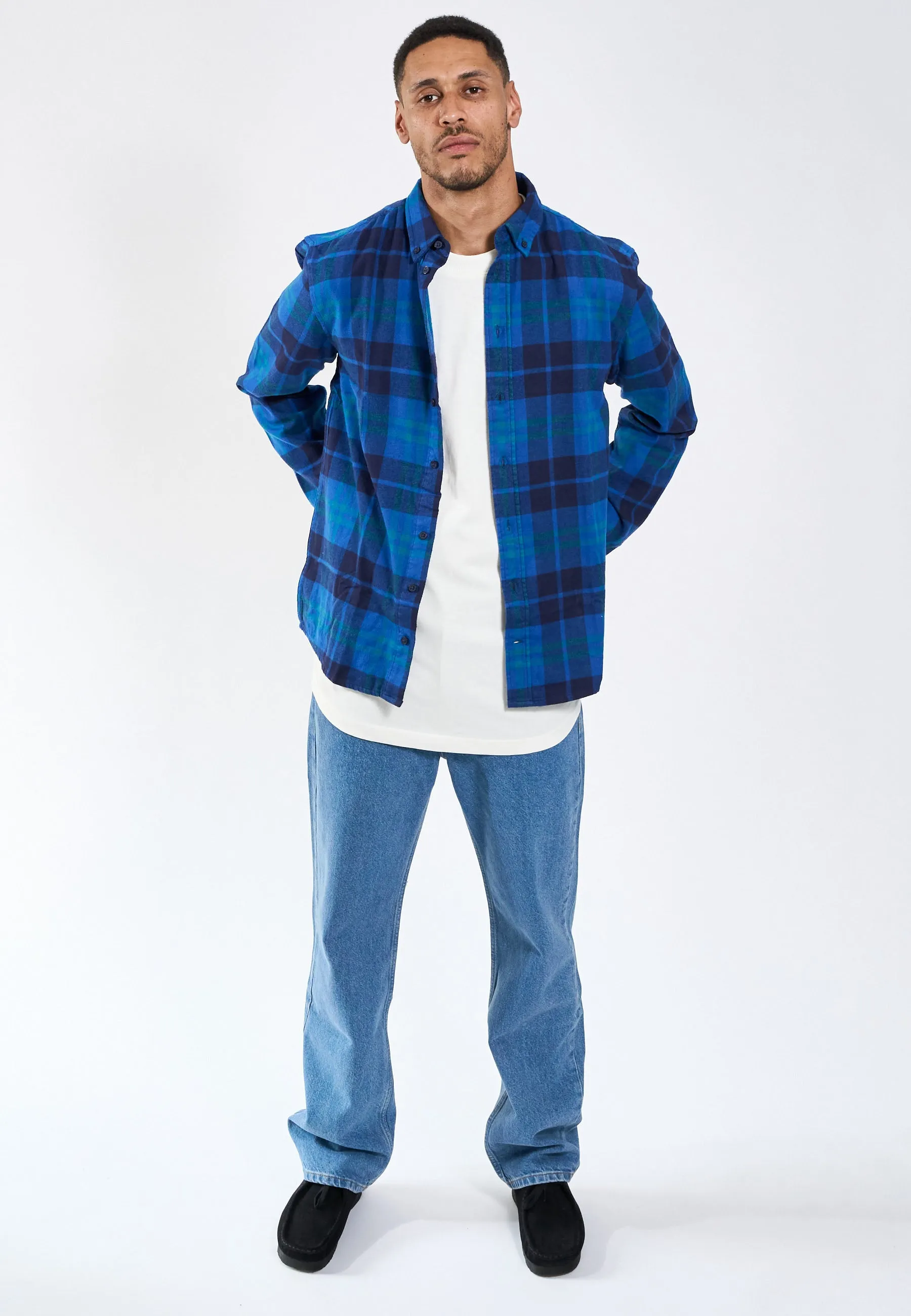 Humphrey Flannel check shirt - Cobalt Blue sold by Legends product image thumbnail 4