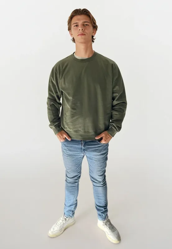 Johannes Crewneck Garment Dyed - Dusty Green sold by Legends