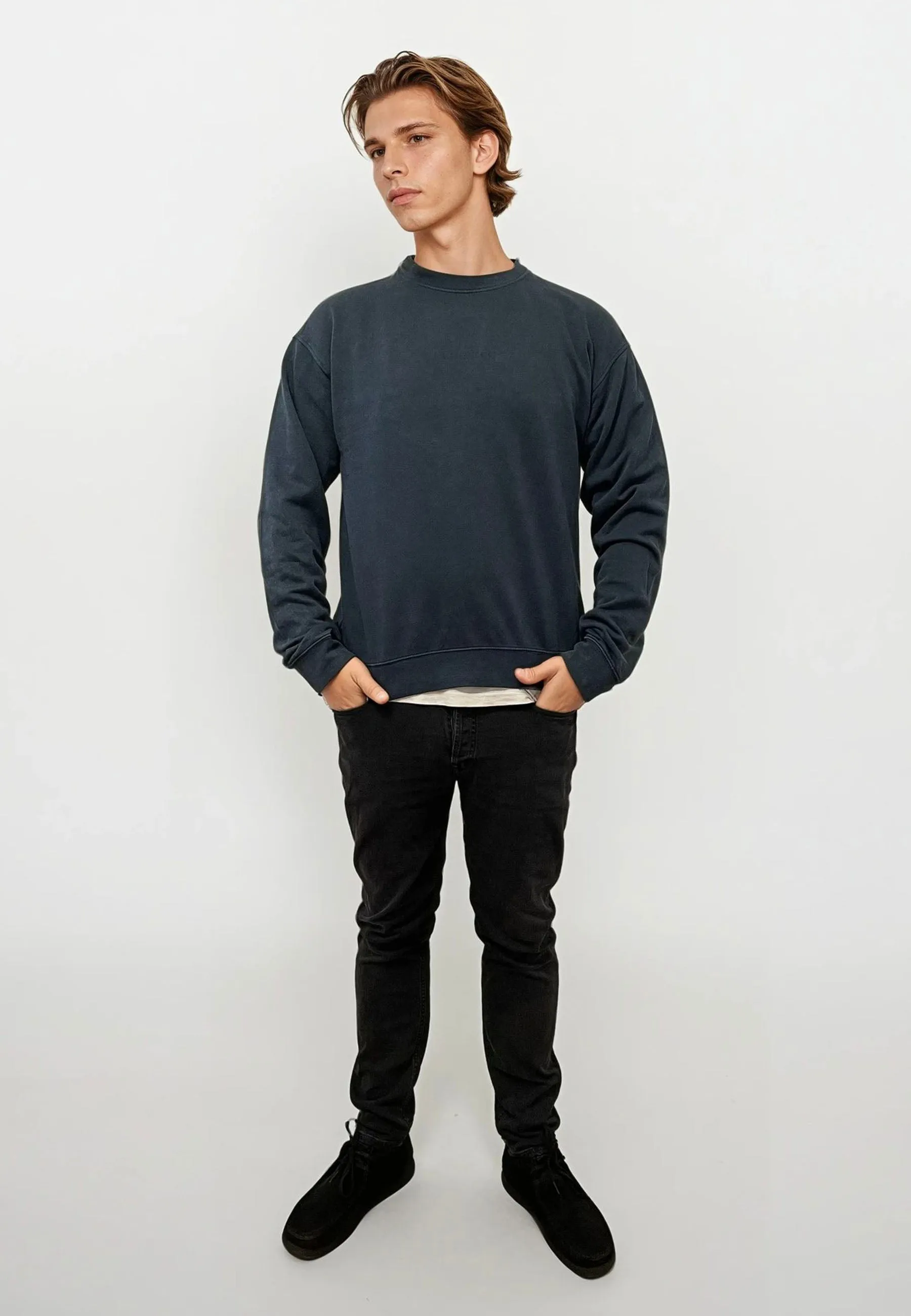 Ollie Crewneck Acid Wash - Navy sold by Legends