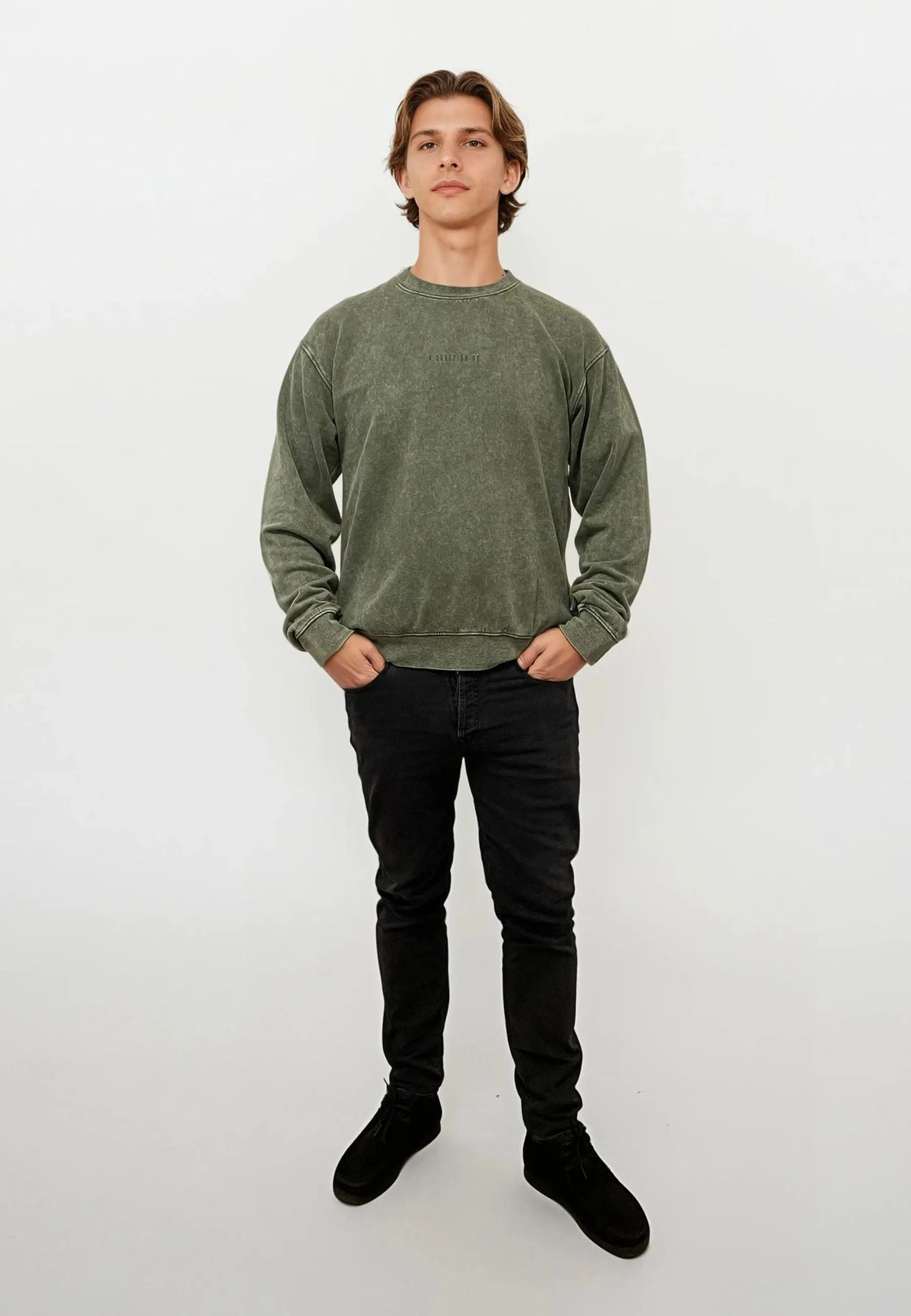 Ollie Crewneck Acid Wash - Dusty Green sold by Legends