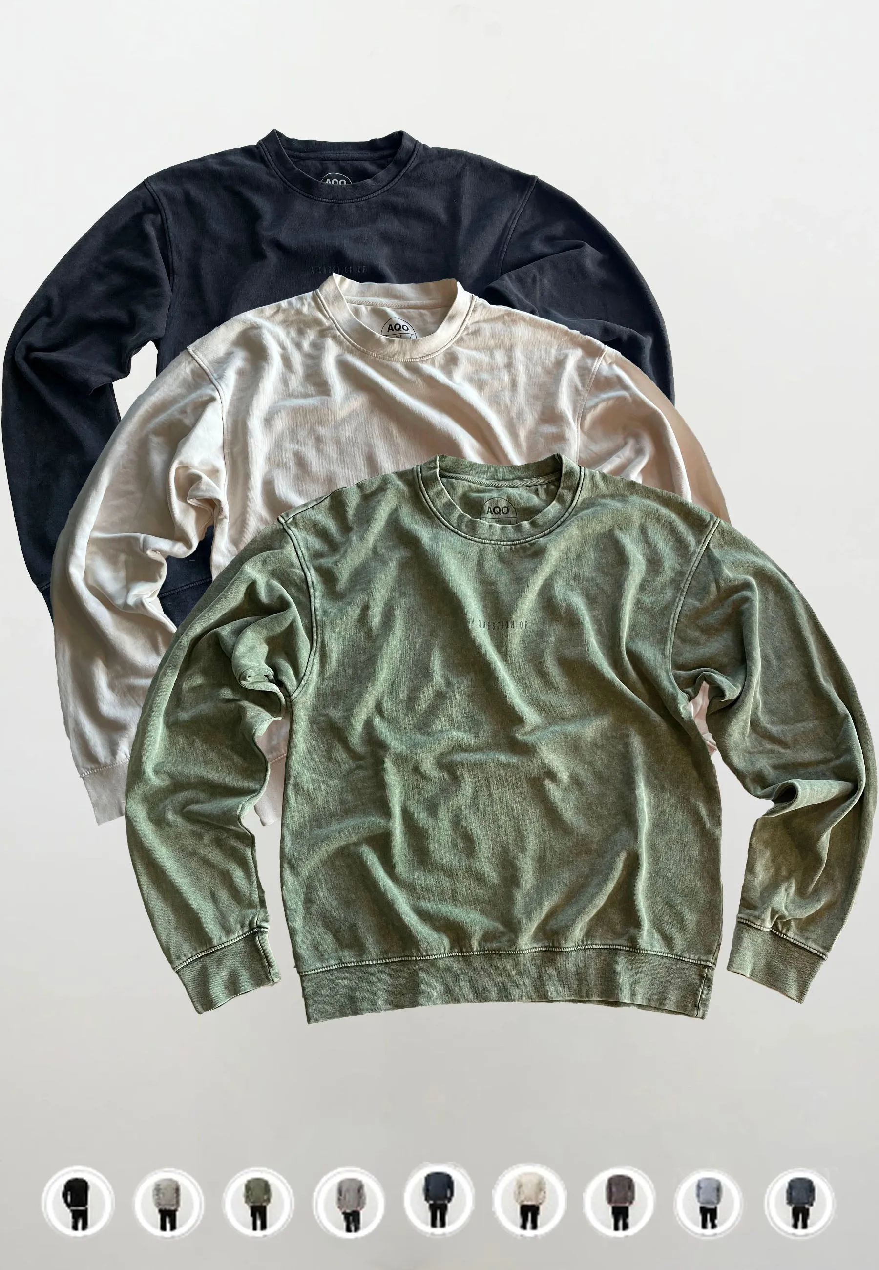 Ollie Crewneck Acid Wash 3 PACK vælg imellem 9 FARVER sold by Legends