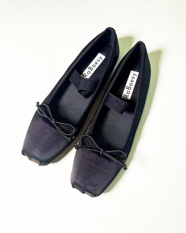 Satin Bow Tie Ballet Flats sold by Raboesy