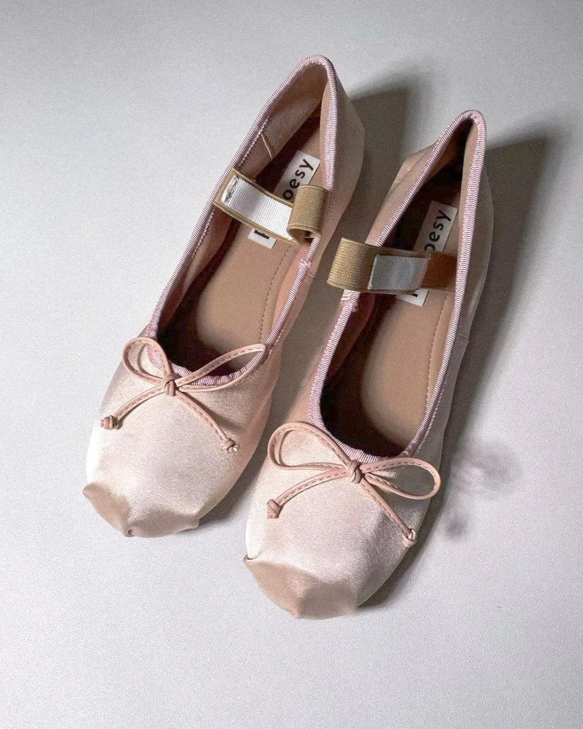 Satin Round Toe Ballerinas sold by Raboesy