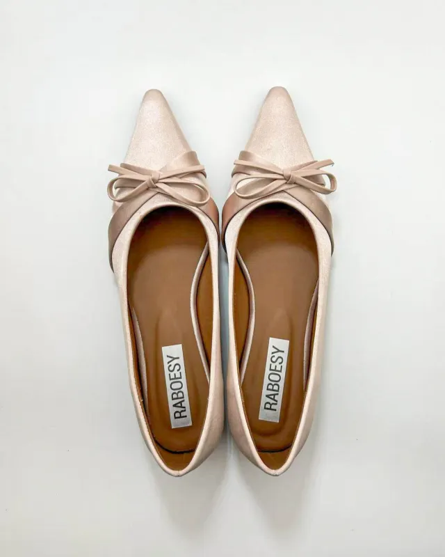 Satin Point Toe Flats sold by Raboesy