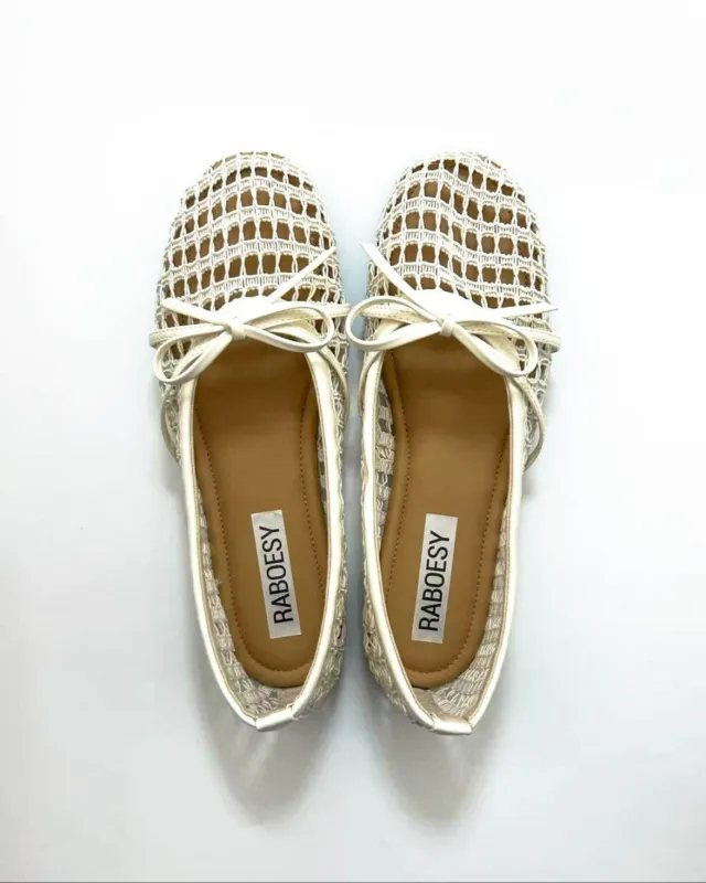 Tie Bow Mesh Ballet Flats sold by Raboesy
