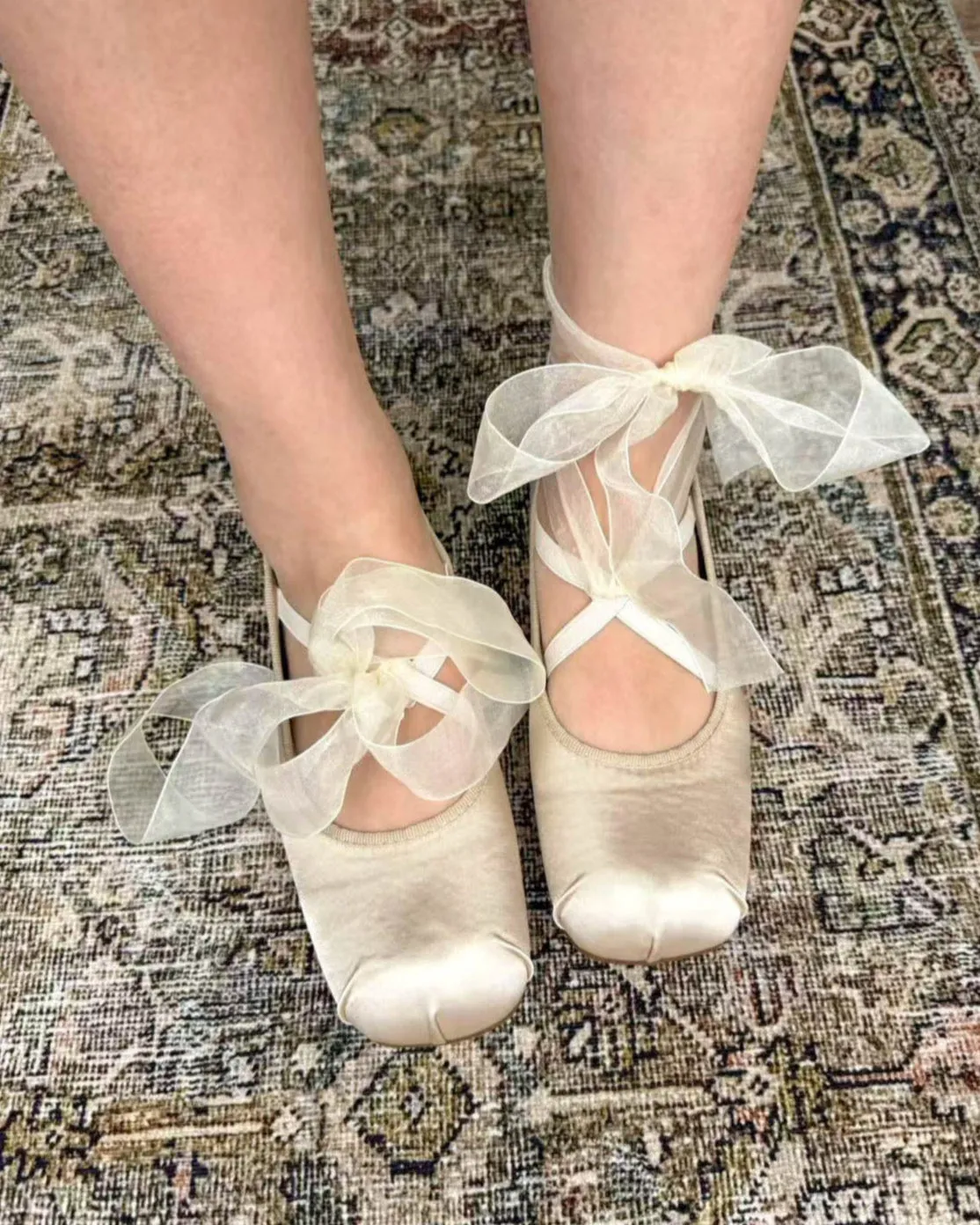 Satin Cross Tied Ballet Flats sold by Raboesy