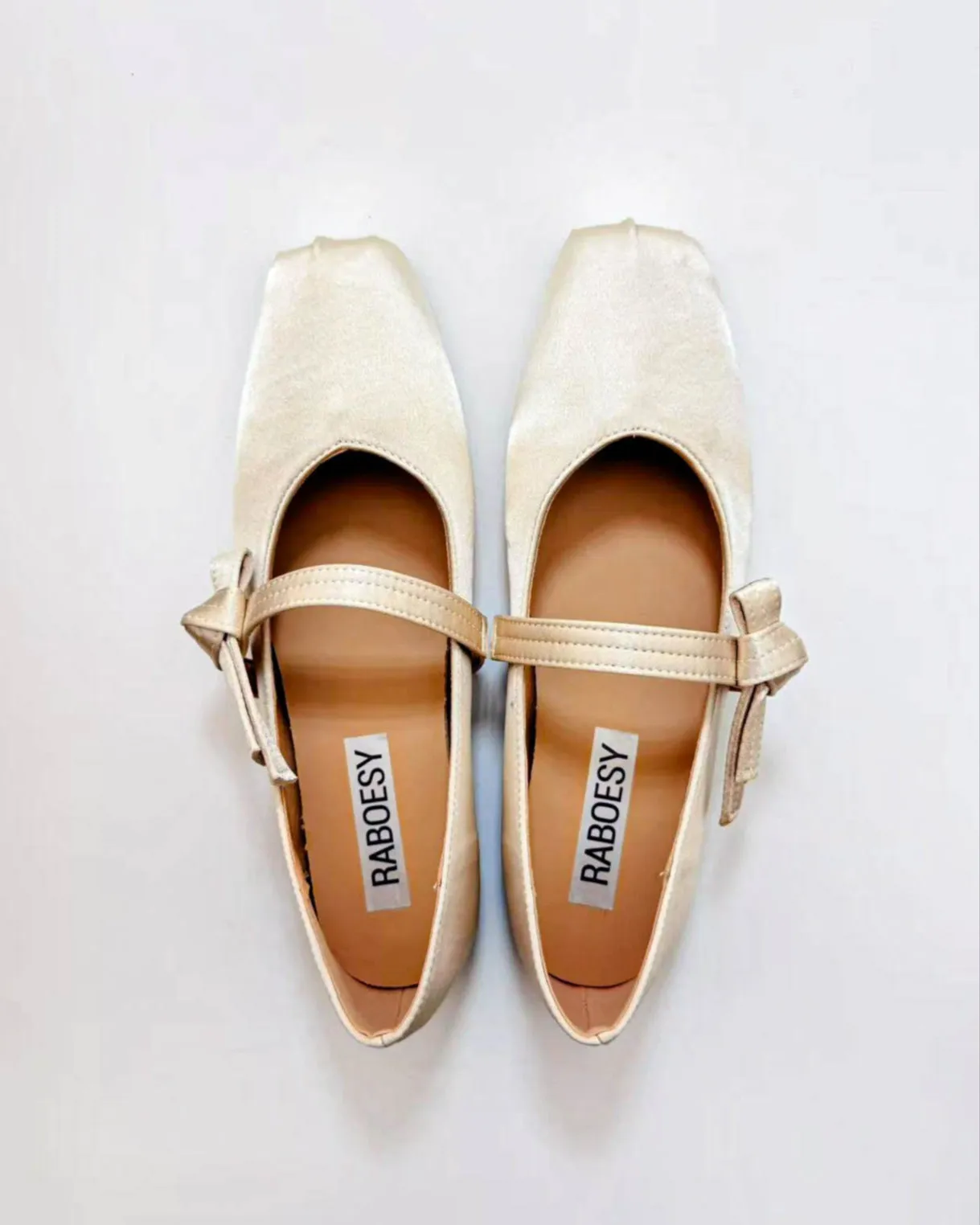 Satin Bow Strap Ballet Flats sold by Raboesy