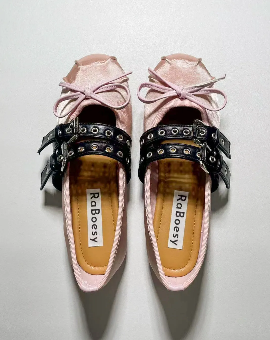 Satin Double Straps Ballet Flats sold by Raboesy
