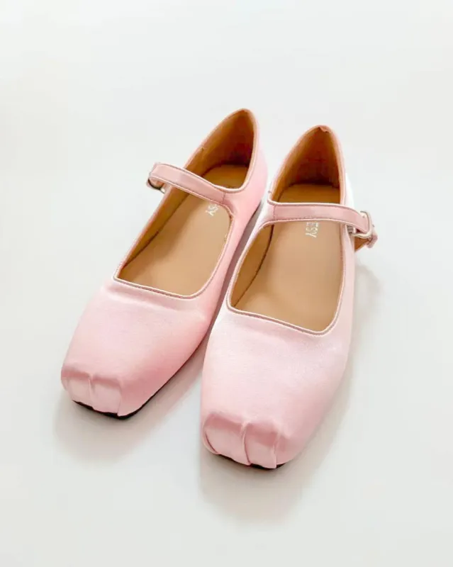 Satin Plain Toe Mary Jane Flats sold by Raboesy