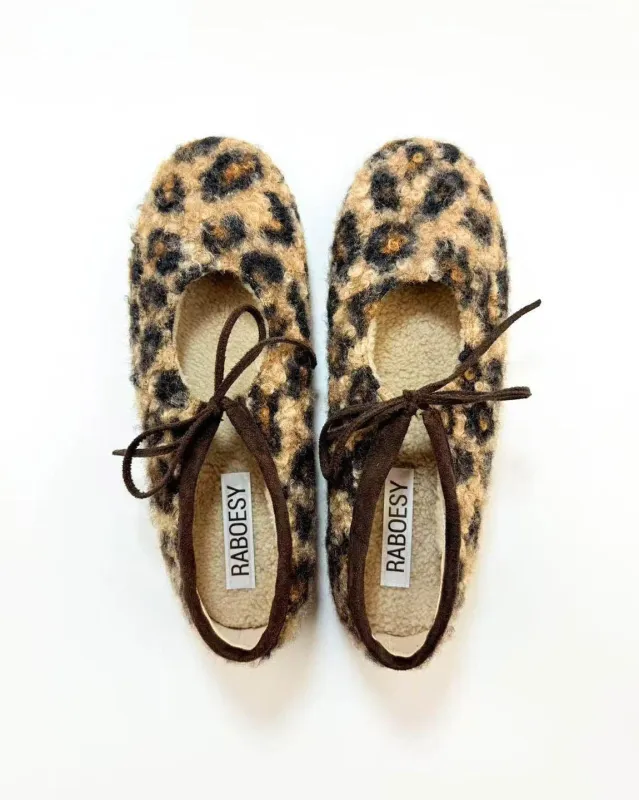 Faux Fur Lace Up Flats sold by Raboesy